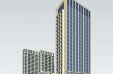 SketchUp Complex Model: Modern High-Rise Hotel and Commercial Building-BIM WORLD