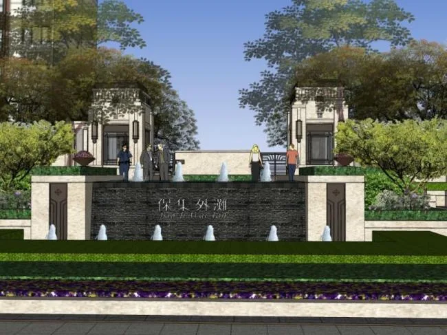 Sketchup Landscape Model | Community Landscape, Residential Landscape, Classical Style