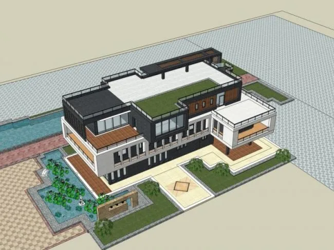 Sketchup Villa Model | Solo Villa, Modern Style