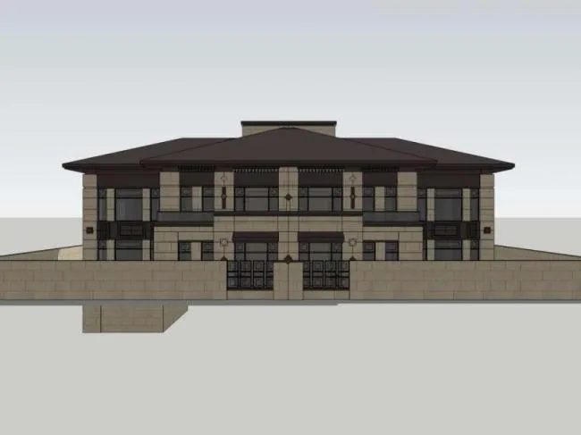 Sketchup Villa Model | Twin Villa, Classical Style