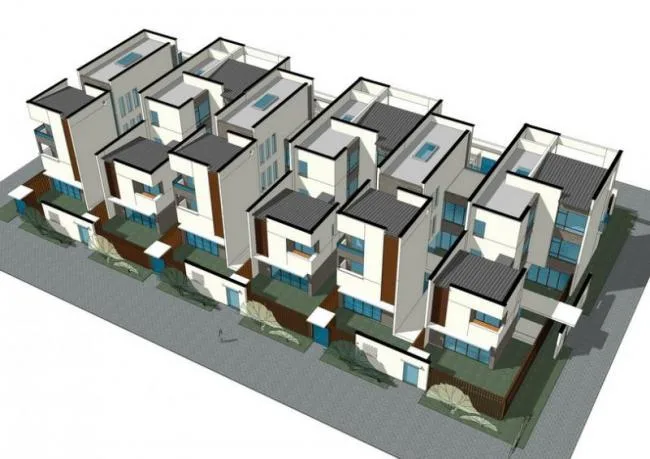 Sketchup Villa Model | Row Villa, New Chinese Style