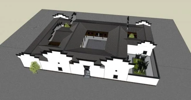 Sketchup Residential Model | Huizhou style residential buildings, Chinese style