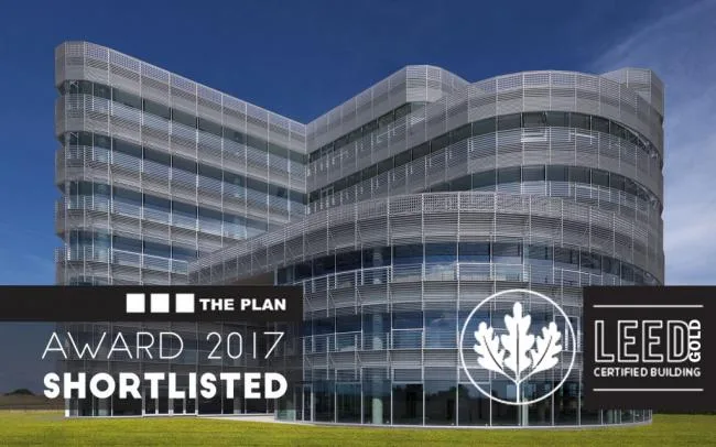 BIM Architecture | Grand Sculpture Under Blue and White Sun Screen: Forti Holding Spa Headquarters and Office Building in Italy/ATIproject