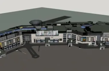 SketchUp Business Model: Modern Multi-Story Commercial Street with Retail Spaces-BIM WORLD