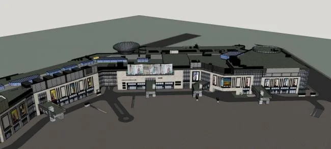 Sketchup Business Model | Multi story Commercial Street, Modern Style, Commercial Skirts