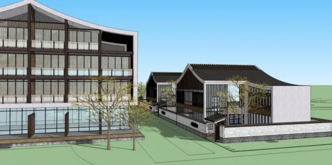 Sketchup Hotel Model | Multi Story Hotel, Chinese Style