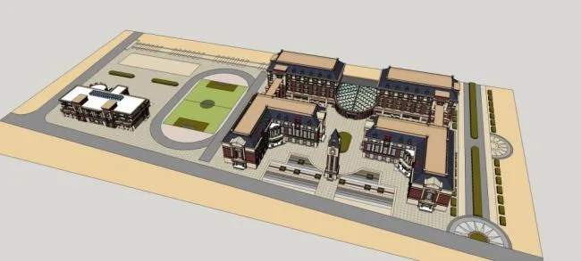 Sketchup School Model | Multi story School, Kindergarten, European, Classical Style, Educational Architecture