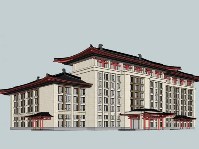 Sketchup Hotel Model | Multi story Hotel, Modern Chinese Style