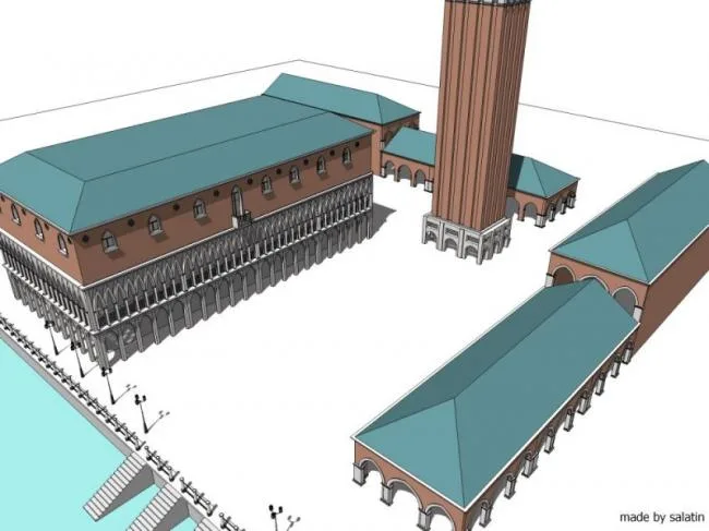 Sketchup Landscape Model | Square, Classical Style
