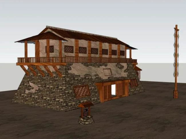 Sketchup Ancient Architecture Model | Multi story Post Station, Chinese Style, Ancient Architecture