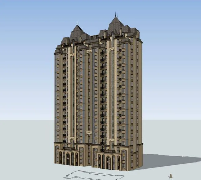Sketchup Residential Model | High rise residential building, French classical style, residential architecture