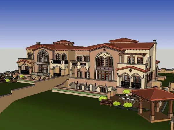 Sketchup Villa Model | Twin Villa, Classical Style
