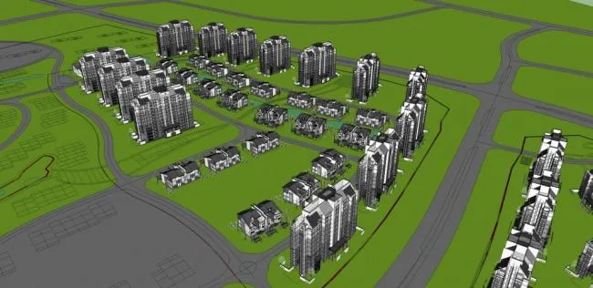 Sketchup Residential Model | Multi story residential communities, high-rise apartments, residential buildings, duplex villas, Chinese style