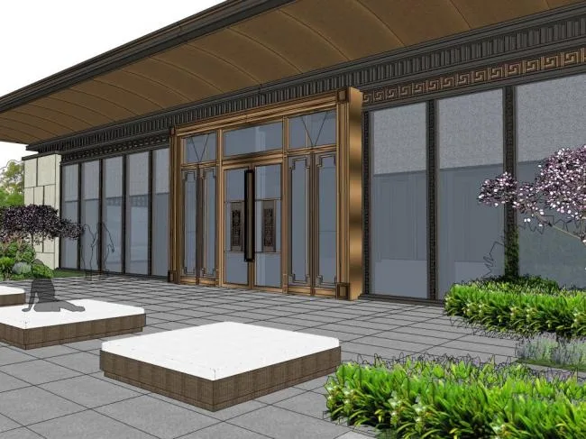 Sketchup Business Model | Multi story Sales Office, Commercial Building, New Chinese Style