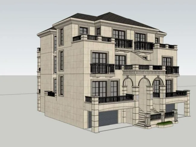 Sketchup Villa Model | Twin Villa, Classical Style