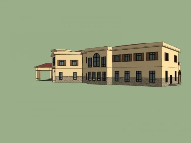 Sketchup Business Model | Low Level Clubhouse, Classical Style