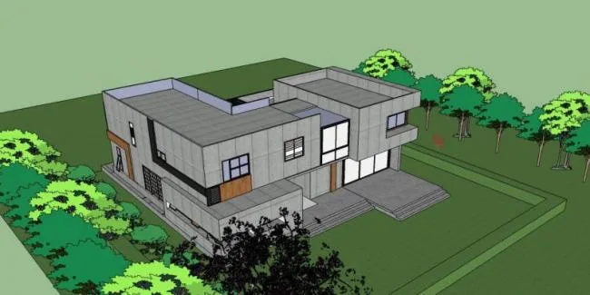 Modern Solo Villa 3D Model in SketchUp
