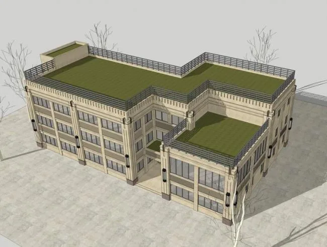 Sketchup Office Model | Multi story Small Office Building, Clubhouse, Neoclassical Style