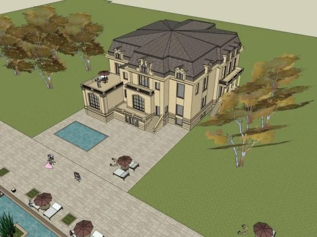 Sketchup Villa Model | Solo Villa, European Classical Style