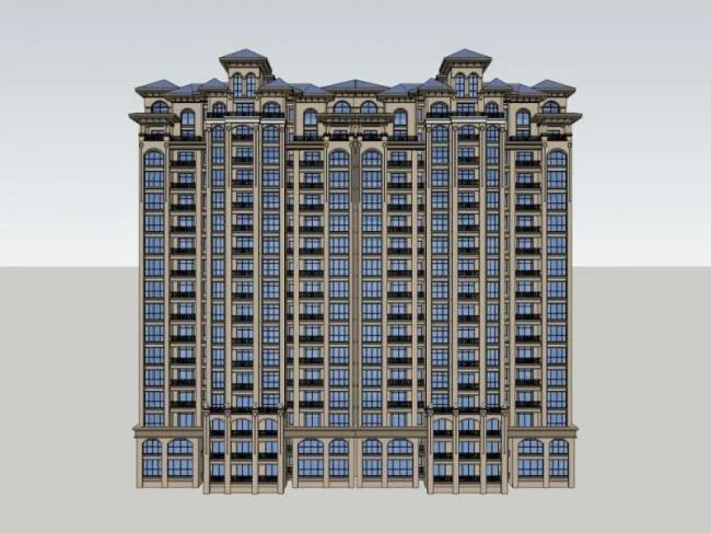 SketchUp Residential Models: High-Rise Buildings in Classical Style