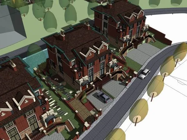 Sketchup Villa Model | Double Split Villa, European Classical Style
