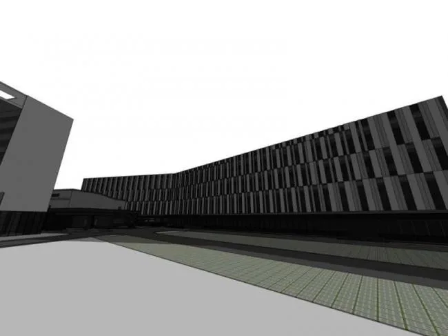 SketchUp Complex Model: Multi-Story Commercial Center Featuring Offices and Modern Hotels