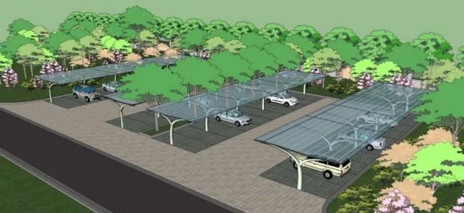 Sketchup Landscape Model | Parking Lot Landscape, Modern Style