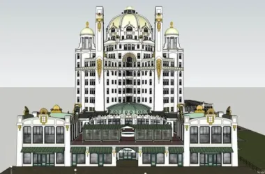SketchUp Hotel Model: High-Rise Commercial Building in French Classical Style-BIM WORLD