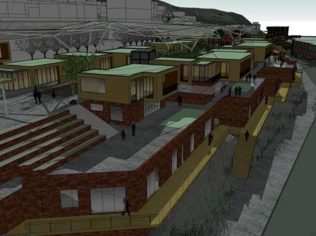 Sketchup Business Model | Multi story Commercial Street, Modern Style