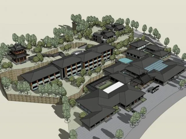 Sketchup Hotel Model | Resort Hotel, Chinese Style