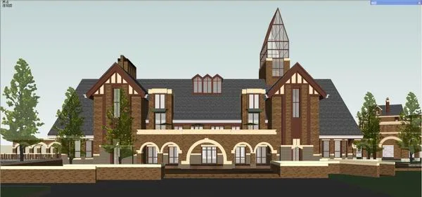 Sketchup Villa Model | Villa Courtyard, Classical Style