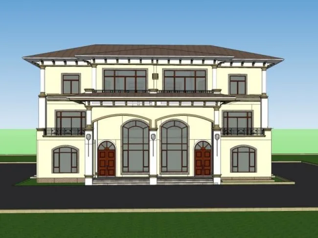 Sketchup Villa Model | Twin Villa, Modern Style