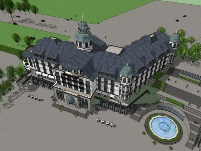 Sketchup Hotel Model | Multi story Hotel, Classical Style
