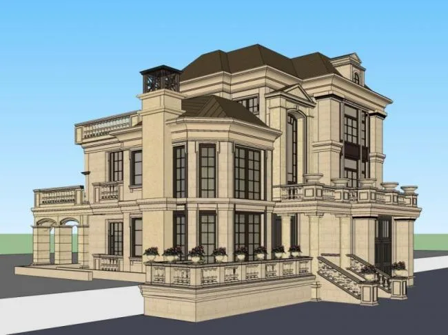 Sketchup Villa Model | Solo Villa, French Classical Style