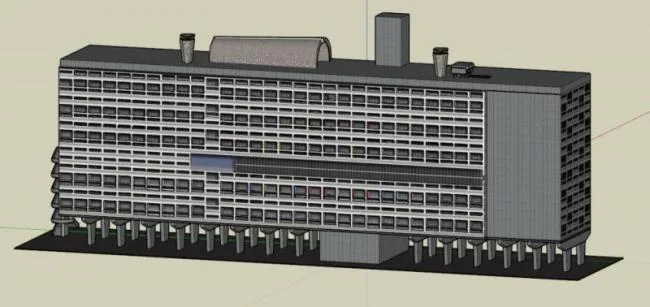 Sketchup Residential Model | High rise Apartment, Marseille Apartment, Corbusier, Modern Style