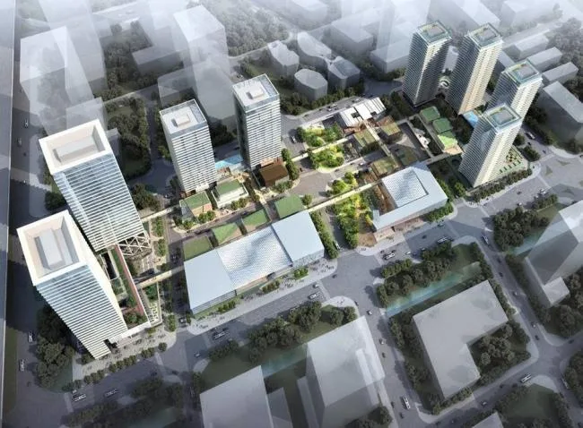 SketchUp Complex Model: Multi-Story High-Rise Mixed-Use Commercial, Office, and Hotel Building in Modern Style