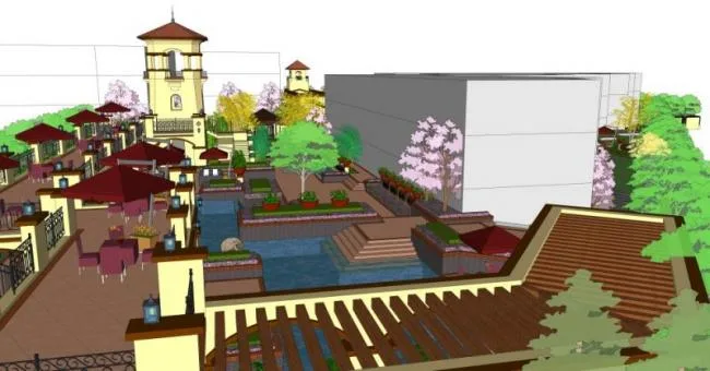 Sketchup Landscape Model | Waterfront Landscape, Classical Style