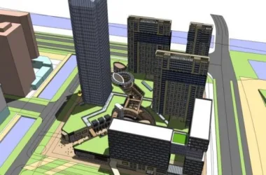 SketchUp Model of a Modern Super High-Rise: Office, Commercial, Hotel, and Residential Complex-BIM WORLD