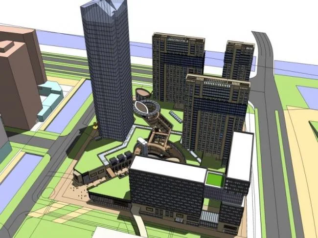 SketchUp Model of a Modern Super High-Rise: Office, Commercial, Hotel, and Residential Complex
