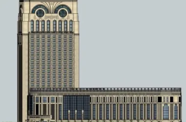 Modern High-Rise Office Building Model in SketchUp-BIM WORLD