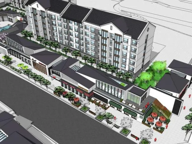 Sketchup Residential Model | Multi story Residential, Ground Floor Commercial, Chinese Style