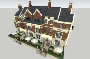 Classical Style Townhouse Villa Model in SketchUp-BIM WORLD