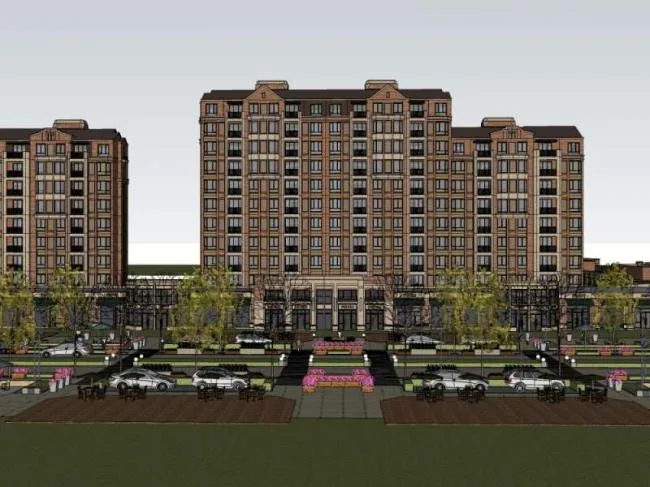 Sketchup Residential Model | High rise residential, ground floor commercial, classical style