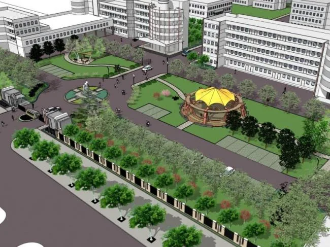 Sketchup Landscape Model | Campus Landscape, School Landscape, Modern Style