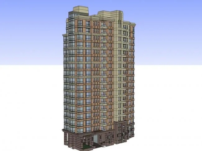 Classical 18-Story High-Rise Residential Building SketchUp Model