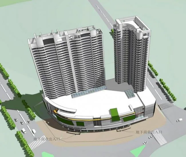 Modern High-Rise Residential with Ground Floor Commercial Spaces | SketchUp Model