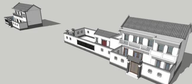 Sketchup Villa Model | Solo Villa, Modern Chinese Style