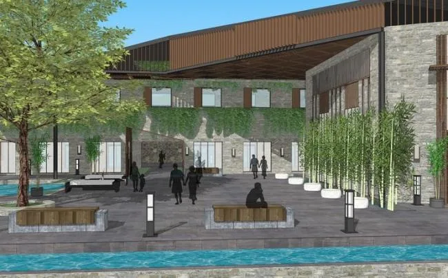 Sketchup Hotel Model | Mountain Hotel, Landscape Design, Commercial Architecture, Chinese Style