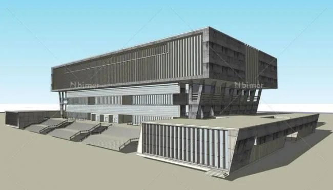 Modern Cultural Architecture Library Model in SketchUp
