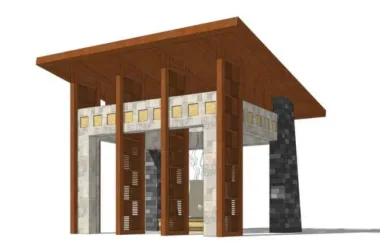 SketchUp Model: New Chinese Style Pavilion and Landscape Gallery-BIM WORLD